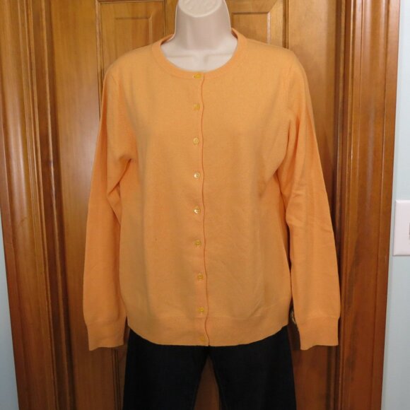 Pure Collection 100% Cashmere Cardigan Sweater Apricot Color Size 12 Flaw - Picture 6 of 12